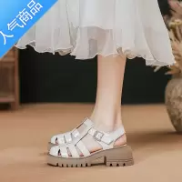 SUNTEK包头凉鞋女2023夏季新款罗马鞋百搭洞洞鞋粗跟高跟夏天猪笼鞋女款