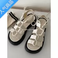 SUNTEK甜桃星球 厚底绑带罗马凉鞋女夏季外穿2023年新款增高休闲沙滩鞋