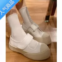 SUNTEK法式玛丽珍女鞋赵露思同款丑萌凉鞋大头小白帆布厚底夏季单鞋