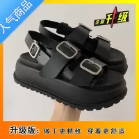 SUNTEK黑色配裙子时尚厚底凉鞋女2023夏季新款百搭小众沙滩罗马鞋子