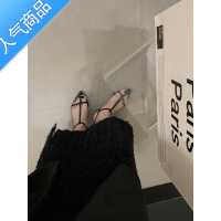 SUNTEK2023春季尖头十字细带露趾凉鞋韩版简约一字扣带性感平底罗马女鞋