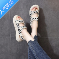 SUNTEK小香风运动凉鞋女夏2023新款网红时尚魔术贴松糕厚底沙滩鞋小码34