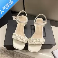 SUNTEK粗跟凉鞋女2023年夏季新款洋气低跟仙女风配裙子一字带温柔晚晚鞋