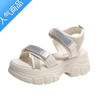 SUNTEK厚底老爹凉鞋女2023夏新款增高小码33小个子高跟坡跟运动软底外穿