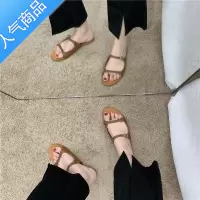 SUNTEK平底鞋凉拖设计感小众女鞋子黑色凉鞋新款玛丽珍ins拖鞋女夏外穿