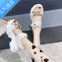 SUNTEK厚底运动凉鞋女ins潮2023夏季新款韩版时尚百搭金属扣松糕罗马鞋