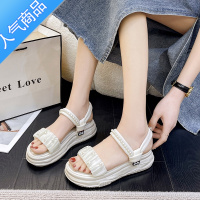 SUNTEK厚底凉鞋女新款夏季2023年女鞋仙女风气质配裙子百搭沙滩鞋子夏天