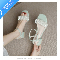 SUNTEK中跟鞋女夏2022年新款配裙子小众仙女风温柔粗跟不累脚一字带凉鞋