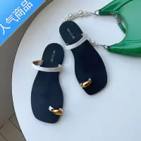 SUNTEK平底套趾凉拖鞋女鞋子外穿2023年新款夏季简约韩系沙滩仙女风凉鞋