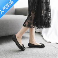 SUNTEK平底单鞋女2023年新款洞洞鞋蝴蝶结豆豆鞋一脚蹬夏季镂空时尚凉鞋