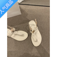 SUNTEK仙女风凉鞋配裙子女鞋子2023年春夏新款软平底圆头夹趾小众罗马鞋