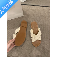 SUNTEK法式小凉拖外穿2023年春夏新款平底一脚蹬小众配裙子沙滩凉鞋女鞋