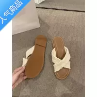 SUNTEK法式小凉拖外穿2023年春夏新款平底一脚蹬小众配裙子沙滩凉鞋女鞋