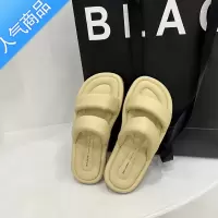 SUNTEK双扣带半拖鞋女夏外穿2022新款韩版仙女软皮平底舒适罗马沙滩凉鞋