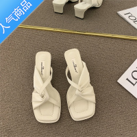 SUNTEK法式海边凉拖鞋女鞋子外穿女款百搭时尚小众仙女风露趾凉鞋高跟鞋