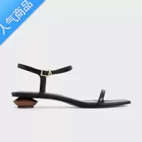 SUNTEK2023夏季新款一字带方头异形低跟凉鞋女百搭仙女度假风外穿凉拖鞋