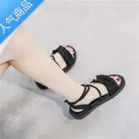 SUNTEK罗马凉鞋女2023年夏季新款厚底仙女风沙滩百搭一字带平底网红超火