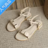 SUNTEK厚底凉鞋女款夏季平底今年新款一字带粗跟仙女风百搭裙子低跟气质