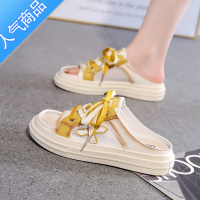 SUNTEK半拖鞋女夏季镂空透气一脚蹬凉鞋脚宽脚胖孕妇平底鞋软底防滑板鞋