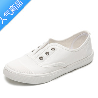 SUNTEK2023春季新款一脚蹬懒人鞋帆布鞋女百搭小白鞋夏学生平底休闲板鞋