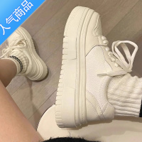 SUNTEK厚底增高小白鞋女百搭配裙子春秋小众透气2023夏季新薄款休闲板鞋