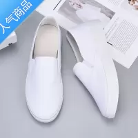SUNTEK帆布鞋女休闲舒适防滑老北京布鞋女轻便护士小白鞋女一脚蹬懒人鞋