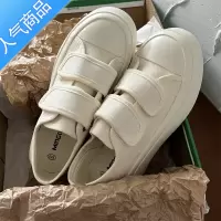 SUNTEK甜桃泡泡魔术贴小白鞋女夏季新款帆布鞋透气薄款休闲增高厚底鞋子