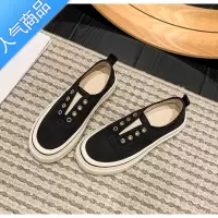 SUNTEK厚底松紧一脚蹬帆布鞋女2023新款百搭透气休闲鞋夏季小白鞋板鞋女