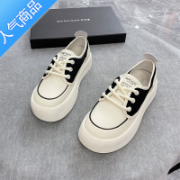 SUNTEK网面蕾丝厚底小白鞋女2023新款夏季薄款韩版百搭圆头休闲板鞋