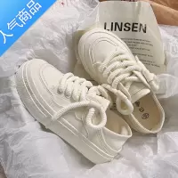 SUNTEK夏季薄款小白鞋女2023新款帆布鞋透气配裙子的鞋子半拖一脚蹬女鞋