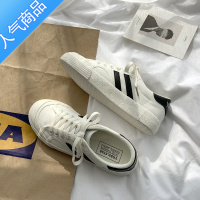 SUNTEK2022新款低帮帆布鞋女百搭港风学生小白鞋韩版ulzzang板鞋ins潮鞋