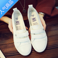 SUNTEK2023春季新款懒人休闲一脚蹬浅口小白鞋女韩版百搭魔术贴帆布鞋女