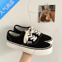 SUNTEK2023春季新款ins安纳海姆黑色低帮帆布鞋港味街拍休闲百搭板鞋女