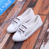 SUNTEK2023夏季女鞋子透气网面蕾丝浅口帆布鞋女百搭平底一脚蹬懒人布鞋