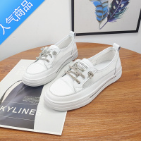 SUNTEK一脚蹬小白鞋女2023夏季新款网面透气薄款百搭浅口平底休闲鞋