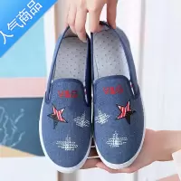 SUNTEK鞋子春夏新款女鞋浅口鞋女平底帆布鞋懒人休闲鞋百搭老北京布单鞋