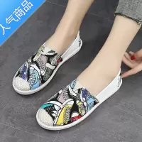 SUNTEK老北京布鞋女一脚蹬懒人软底平底渔夫帆布2021年新款夏季韩版鞋子