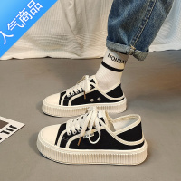 SUNTEK帆布鞋女2023新款夏季百搭透气两穿半拖网面配裙子板鞋休闲运动鞋