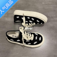 SUNTEK七七主人家 帆布鞋女黑色鞋子女2023年夏季新款女鞋百搭板鞋ins潮