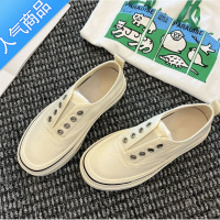 SUNTEK一脚蹬帆布鞋女2023新款夏季薄款透气百搭懒人鞋低帮厚底休闲板鞋