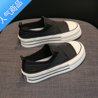 SUNTEK一脚蹬女鞋帆布鞋2023夏季新款薄款透气厚底增高百搭懒人板鞋