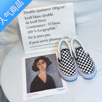 SUNTEK黑白棋盘格子帆布鞋女一脚蹬懒人鞋夏季透气百搭休闲情侣板鞋男潮