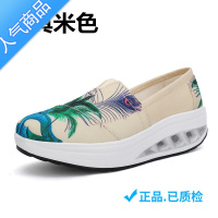 SUNTEK夏季老北京布鞋女帆布摇摇鞋女厚底蕾丝镂空网面休闲鞋一脚蹬懒人