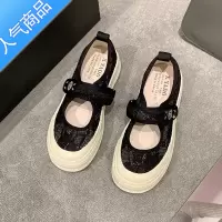 SUNTEK帆布玛丽珍鞋女2023夏季新款百搭单鞋厚底网面透气薄款休闲小白鞋