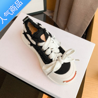 SUNTEK檀健次同款帆布鞋女2023夏季款开口笑松糕厚底增高休闲板鞋乞丐鞋