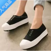 SUNTEK韩国WHN齿轮松糕厚底帆布鞋休闲百搭低帮一脚蹬懒人鞋女鞋