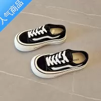 SUNTEK板鞋女2023夏季新款日系圆头厚底薄款透气帆布鞋子百搭休闲鞋
