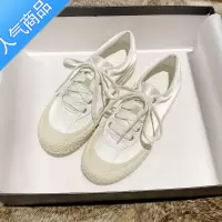 SUNTEK西班牙小众原创绸缎鞋女夏季薄款厚底小白鞋女帆布鞋运动休闲板鞋