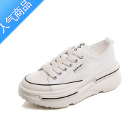 SUNTEK帆布鞋女2023夏季新款厚底增高网面透气薄款软底高级感休闲小白鞋