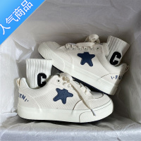 SUNTEK红青蜓港风小众星星帆布鞋女2023春夏季ins百搭平底休闲小白板鞋